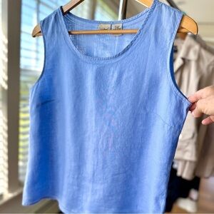 L.L. Bean Blue Sleeveless Tank Top, in 💯 Linen, loose fitting
